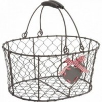 Basket with movable metal handles