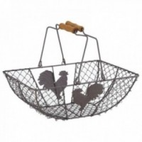 Rooster Pattern Aged Wire Mesh Basket