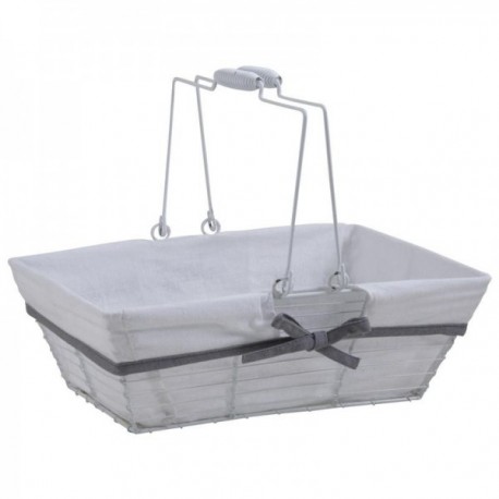 Panier rectangulaire en métal laqué blanc