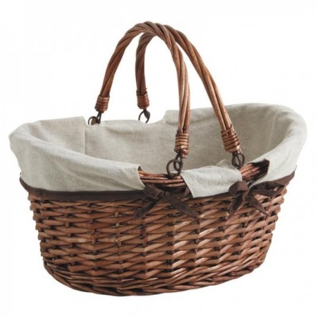 Tinted splint basket with mobile handles cotton lining