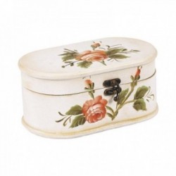 Caixa de joias de madeira com padrão de flor