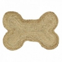 Tapis de sol en jute forme os pour gamelle animal chien chat