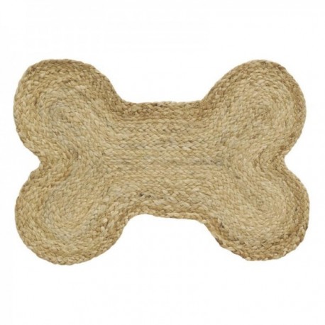 Bone-shaped jute floor mat for animal gamelle cat