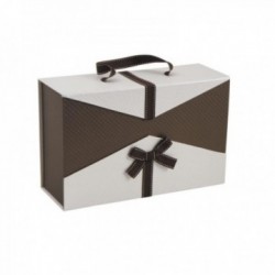 Geschenkbox aus elfenbeinfarbenem und braunem Karton