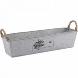 Sembradora de zinc con asas de cuerda 49.5 x 13.5 x 12