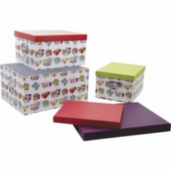 Série de 3 boites en carton Motifs cadeaux Coloris assortis