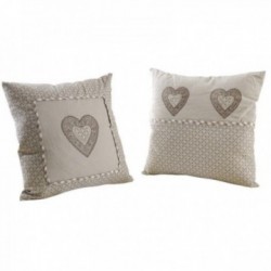 Cotton and linen heart cushion