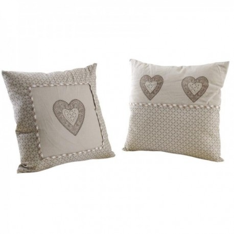 Coussin coeur en coton et lin