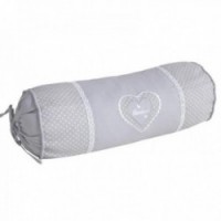 Harmaa puuvilla vanukas tyyny ja liinavaatteet