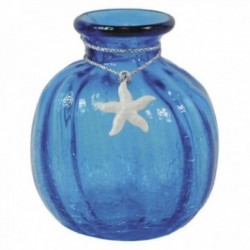Vaso de vidro tingido de azul