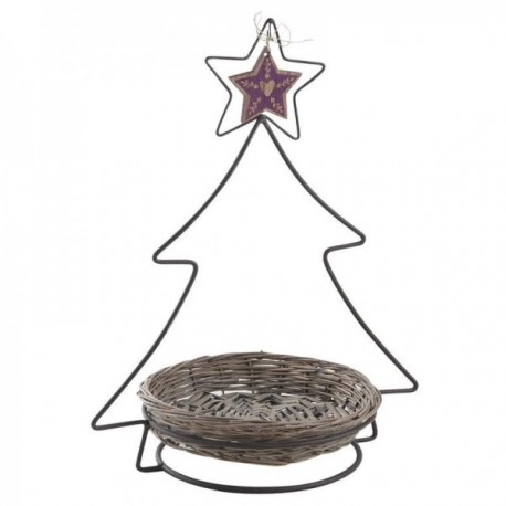 Christmas tree display in lacquered metal + 1 gray wicker basket