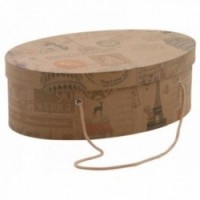 Series of 3 oval cardboard boxes with handles