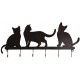 Gancho de parede 6 ganchos de metal preto decoração gato revestido de parede design