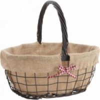 Aged metal and stained wicker basket