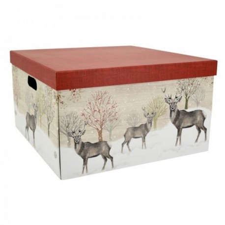 Large folding box with cardboard lid Deer