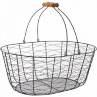 Basket with mobile handles in aged black metal