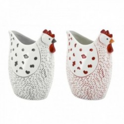 Hand painted ceramic hen vase
