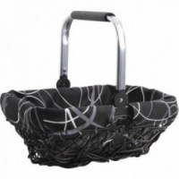 Wicker and aluminum basket with mobile handle
