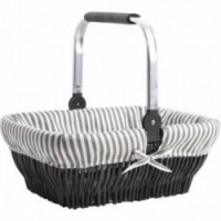 Wicker and aluminum basket with mobile handle