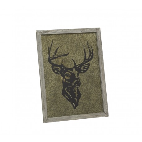 Wallboard de madeira e cabeça de cervos de metal