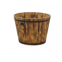 Grote houten ronde mand Ø80 - boodschappendisplay, winkelwagen Déco, planter cache pot bloempot