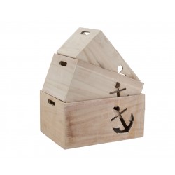 Caixa de madeira estilo marinheiro - conjunto de 3