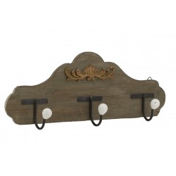 Patellettino da parete Aged 3 ganci rustici, supporto per cappotto a parete vintage