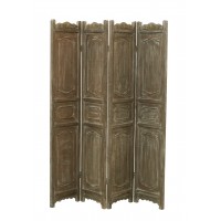 4 Panel Antique Distressed Wood Screen