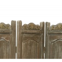 Antik åldrad träskärm 4 paneler
