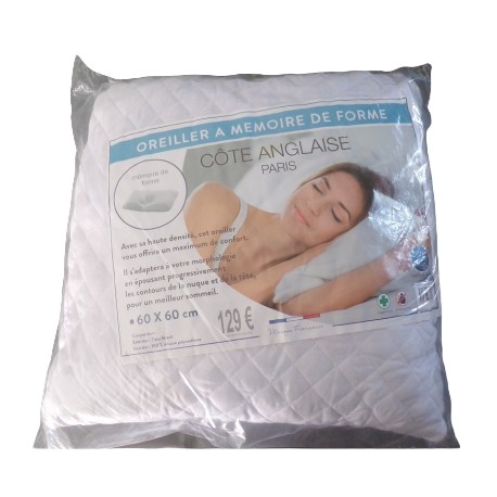 Memory foam pillow white 60x60 cm high quality