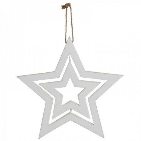 Star to hang in white patinated wood