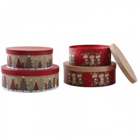 Set of 2 round Christmas gift boxes