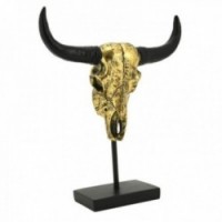 Buffalo head in antique gold and black resin
