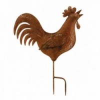 Metal rooster to plant rusty effect