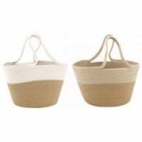 Bomullsteur bomullspåse och jute stor naturvävda shoppingstrandväska