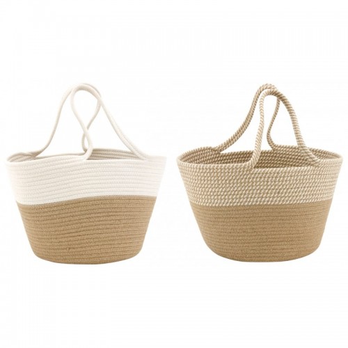 Bomull tau Bomull tau veske og jute stor naturlig vevd shopping strandpose