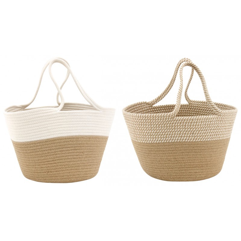 Bomull tau Bomull tau veske og jute stor naturlig vevd shopping strandpose