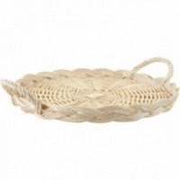 Woven round wicker cheese tray with handles ø 50 cm