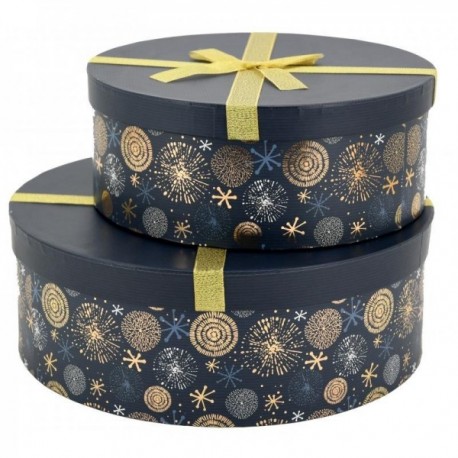 Set di 2 ritmo rotondo Rounds Rounds Fireworks Fireworks con nodo: imballaggio festivo di fascia alta