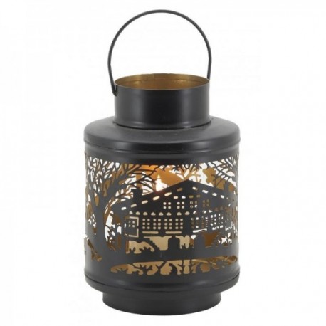 Lantern in lacquered metal with gold interior