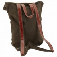 Army cotton and leather backpack