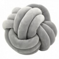 Gray velvet cushion in the shape of a knot