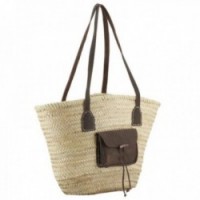 Couffin en palmier avec bandoulières en cuir