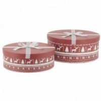 Set of 2 cardboard gift boxes with Christmas Jacquard lids