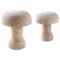 Série de 2 statuts champignon à poser en paulownia