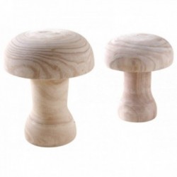 Série de 2 statuts champignon à poser en paulownia