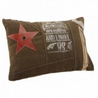 Star cotton and leather cushion 60 x 40 cm
