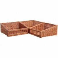 Corbeille de présentation étalage d'angle en osier buff