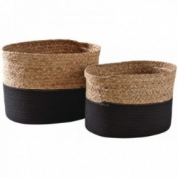 Conjunto de 2 cestas de jacinto e algodão