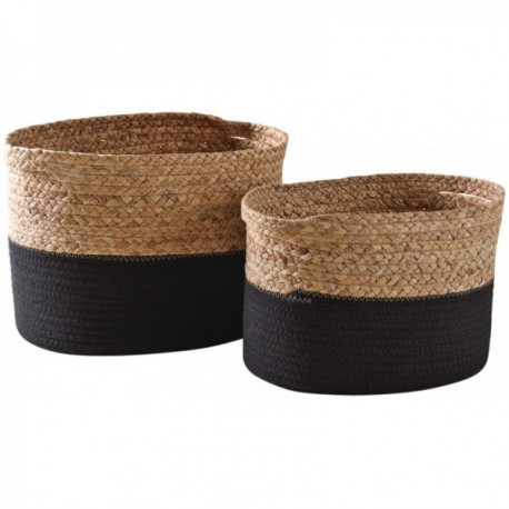 Set of 2 hyacinth and cotton baskets